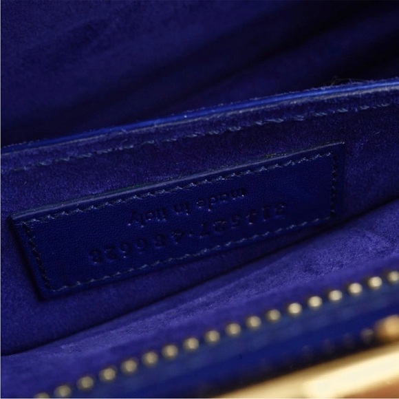 Saint Laurent Royal Blue Clutch with Gold Detail - Picture 7 of 8
